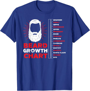 Beard Growth Chart Length Ruler Cute Men Gift T-Shirt - T-Shirt | Royal
