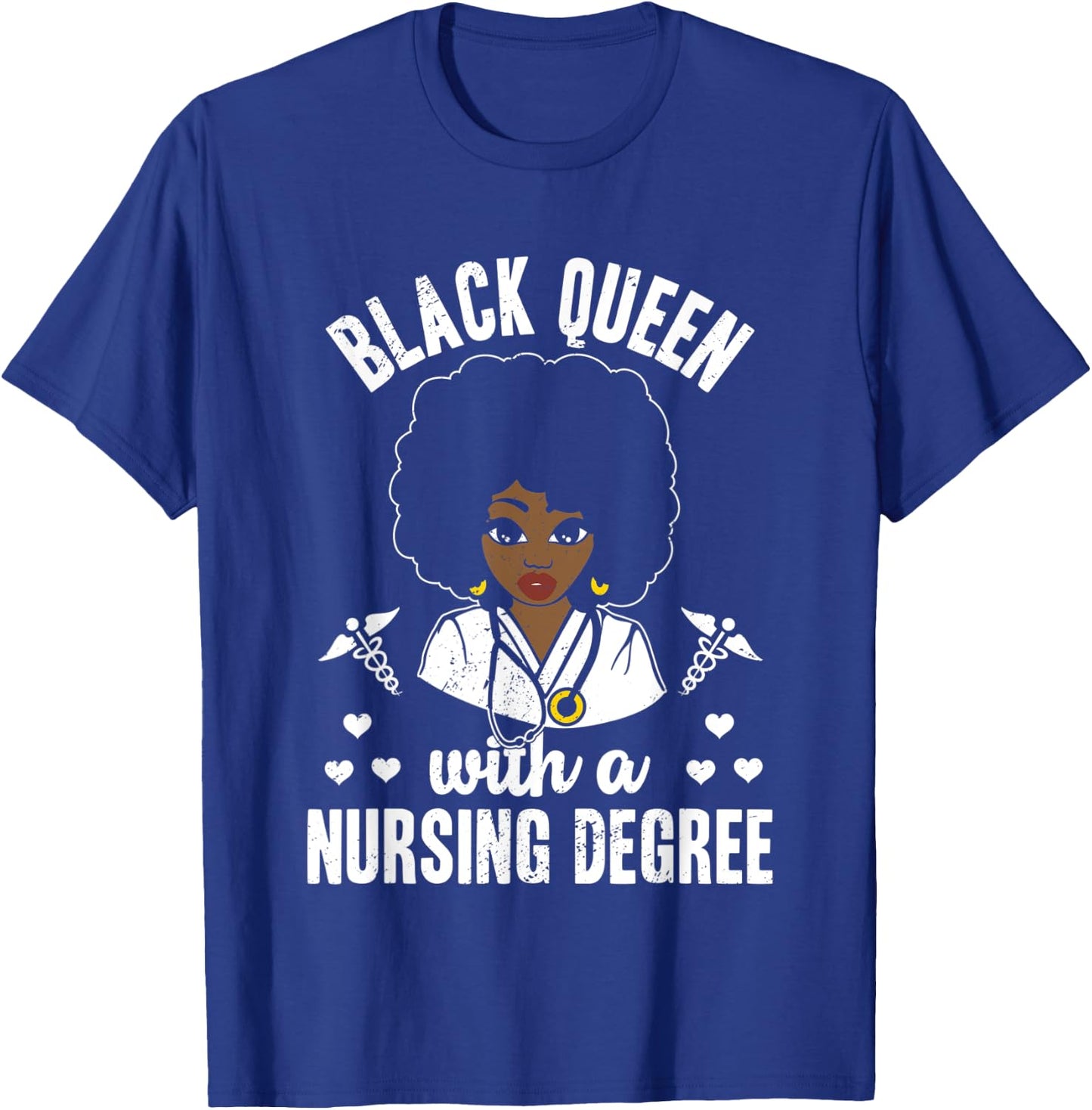 Black Queen With A Nursing Degree Medical School Graduate T-Shirt - T-Shirt | Royal