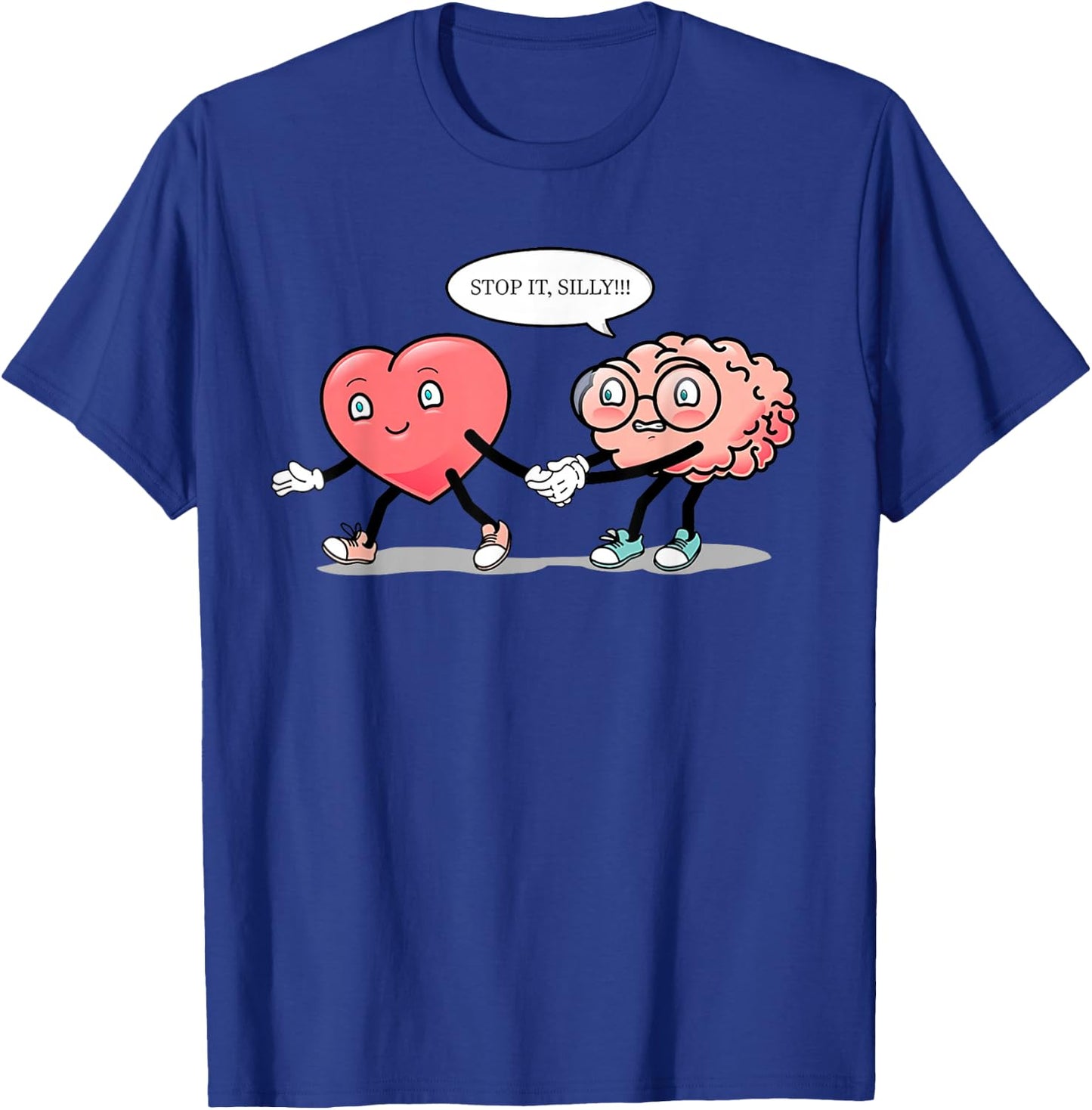 Heart vs Brain Heart Leading Brain Valentines T-Shirt - T-Shirt | Royal