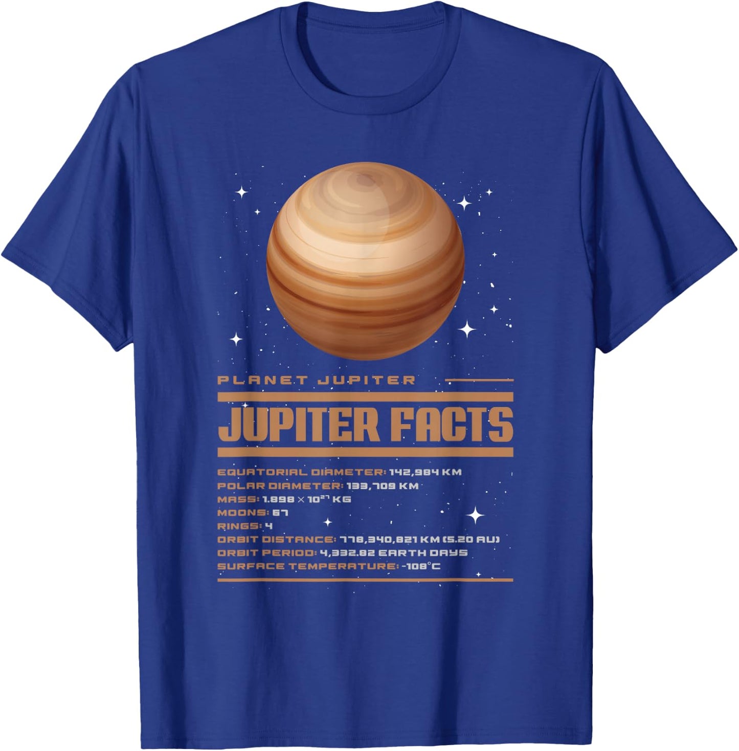 Fun Astronomy Facts Jupiter Facts - Kids, Vacationers - Black - Short Sleeve - Small - Classic Fit - Cotton 60%, Polyester 40% T-Shirt - T-Shirt | Royal