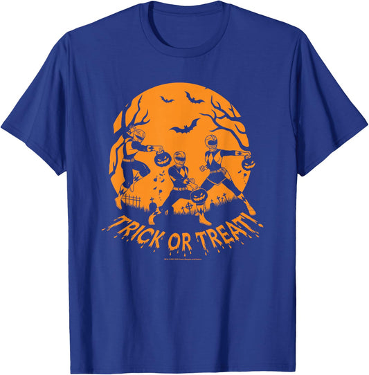 Power Rangers Halloween Group Shot Trick Or Treat Silhouette T-Shirt - T-Shirt | Royal