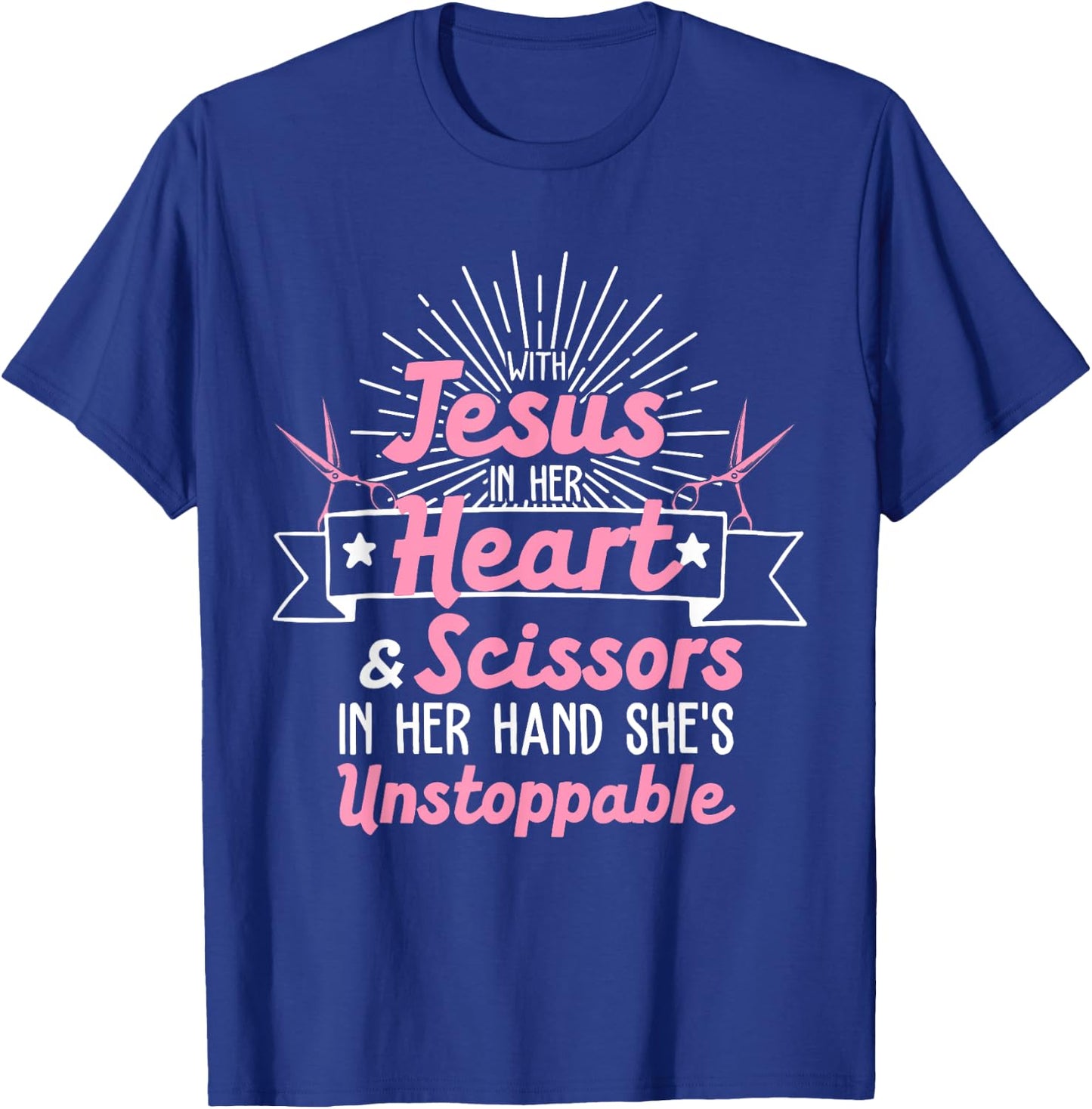 Best Hair Dresser Gift Jesus Religious Quote Funny Hairdresser Designs Girls Women Christian Hairstylists , Black T-Shirt - T-Shirt | Royal