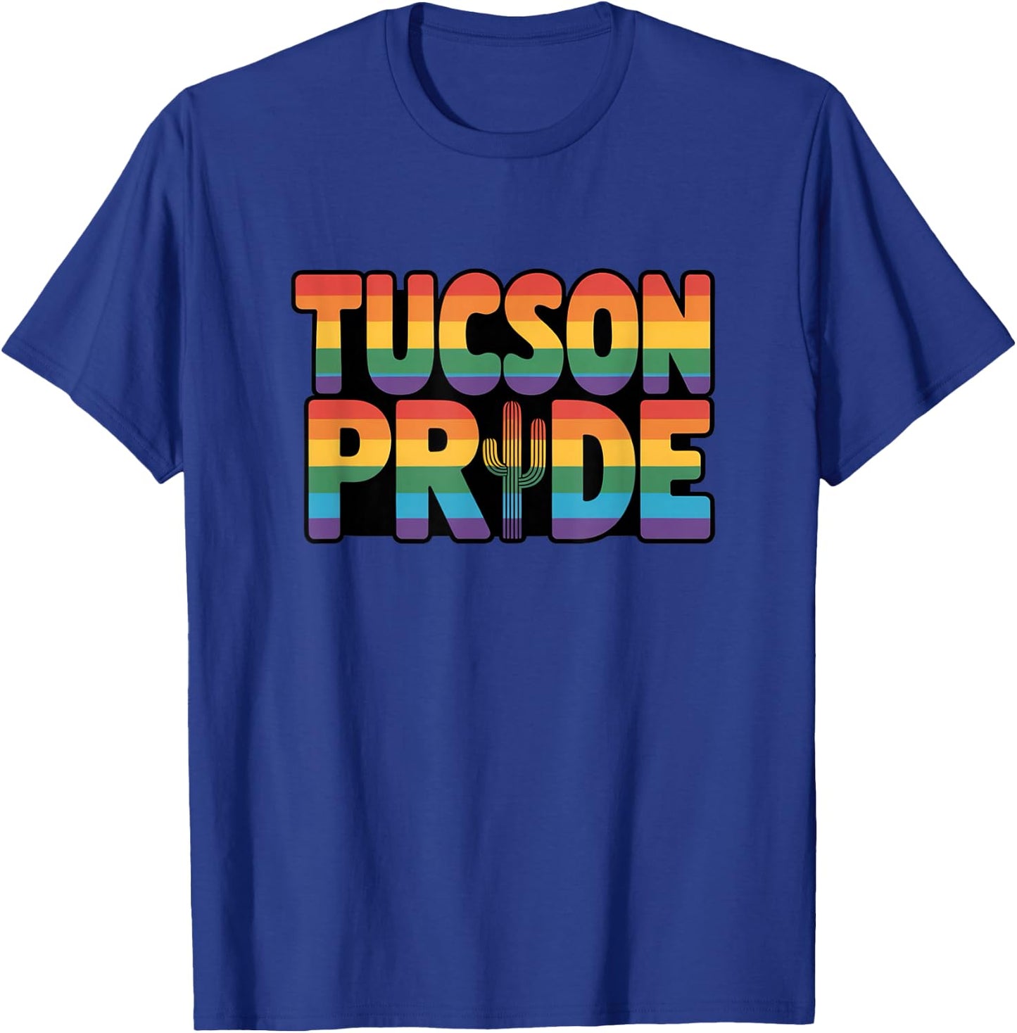 Tucson Pride Rainbow LGBTQ Gay Pride Arizona Saguaro Cactus T-Shirt - T-Shirt | Royal