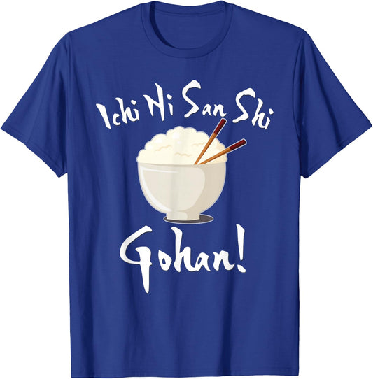 Japanese Anime Ichi Ni San Shi Gohan Kawaii Rice Bowl T-Shirt - T-Shirt | Royal