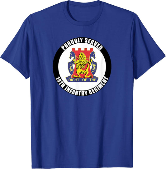Proudly Served 14th Infantry Regiment Army Veteran Military T-Shirt - T-Shirt | Royal