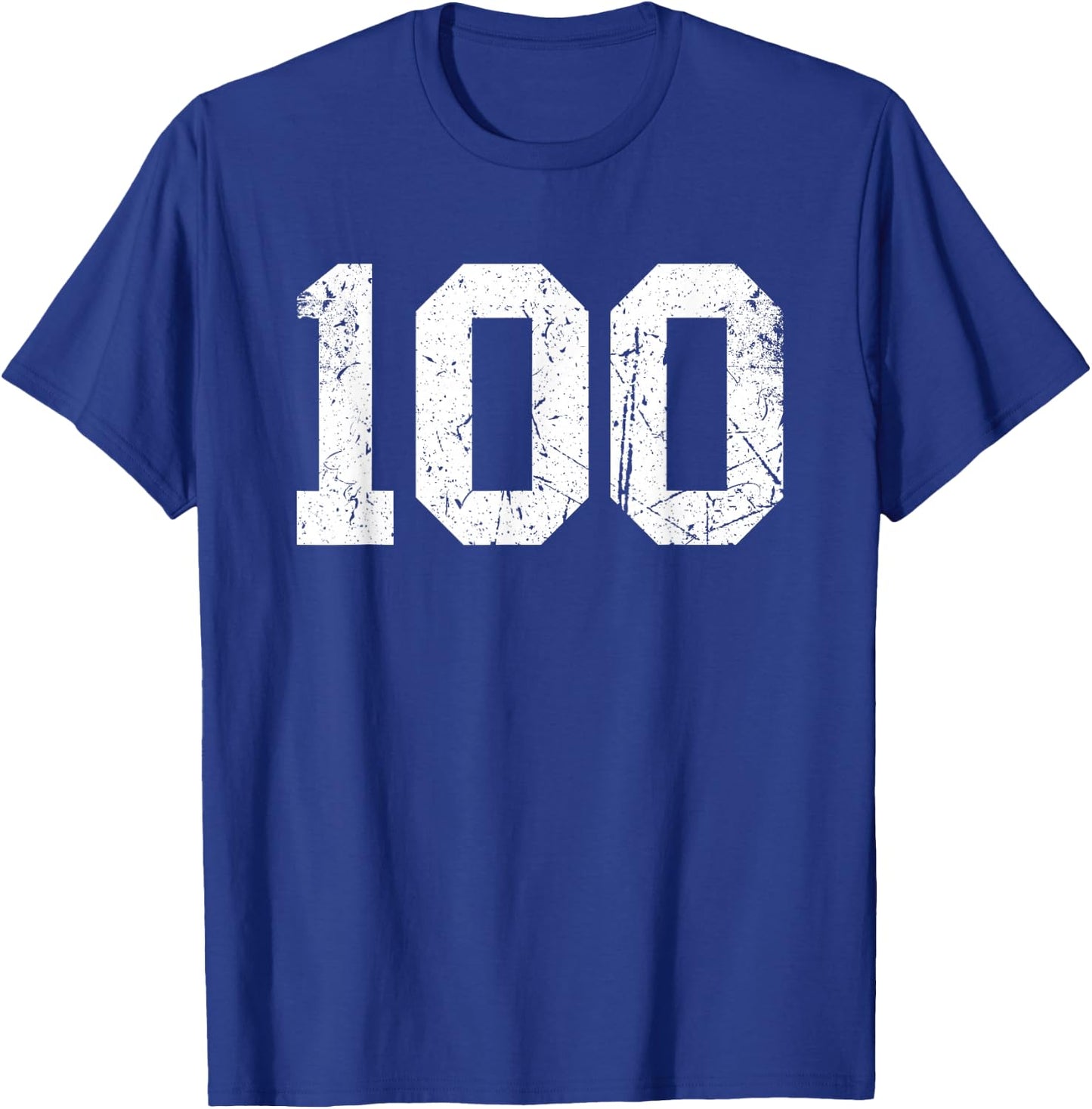 Vintage Number #100 Sport White Varsity Number T-Shirt - T-Shirt | Royal
