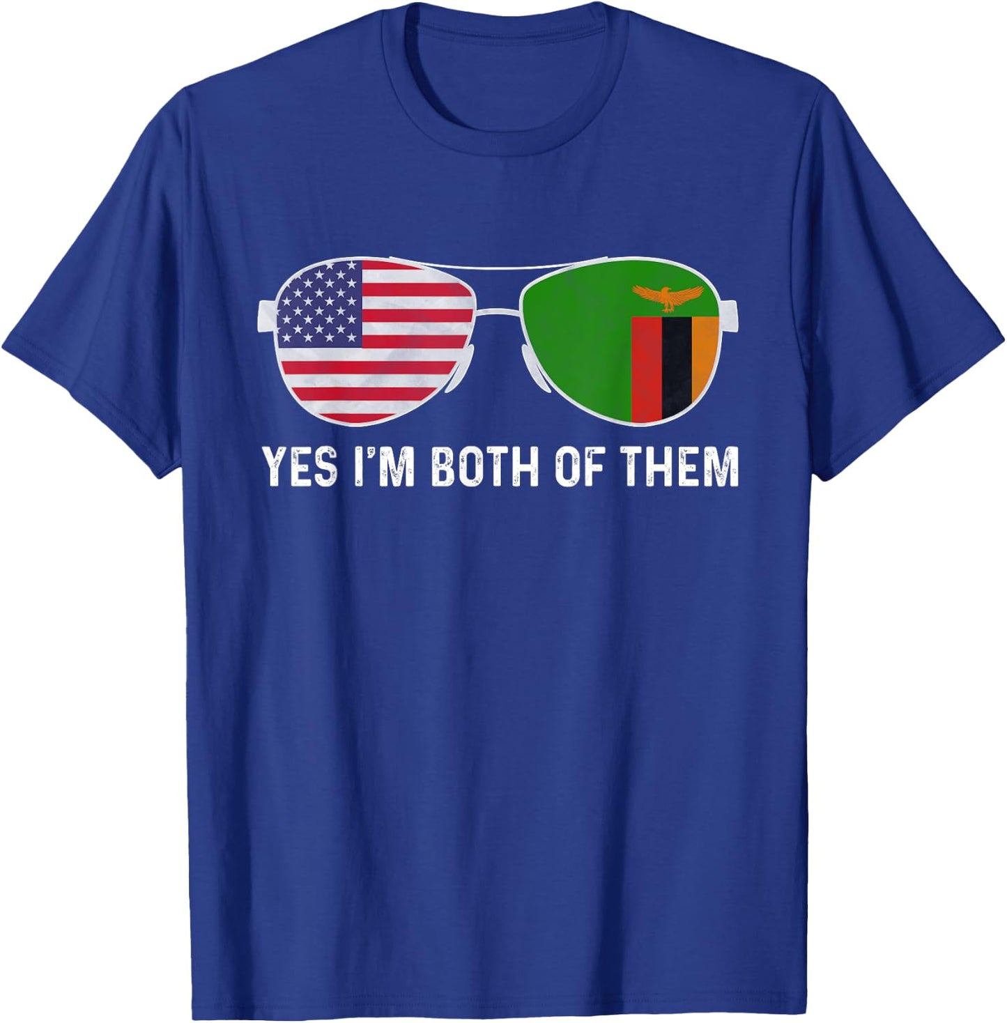 Sunglass Design Zambian American Flag Patriotic Heritage Kids Men T-Shirt - T-Shirt | Royal