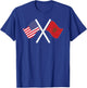 USA and Morocco Crossed Flags Dual Roots T-Shirt - T-Shirt | Royal