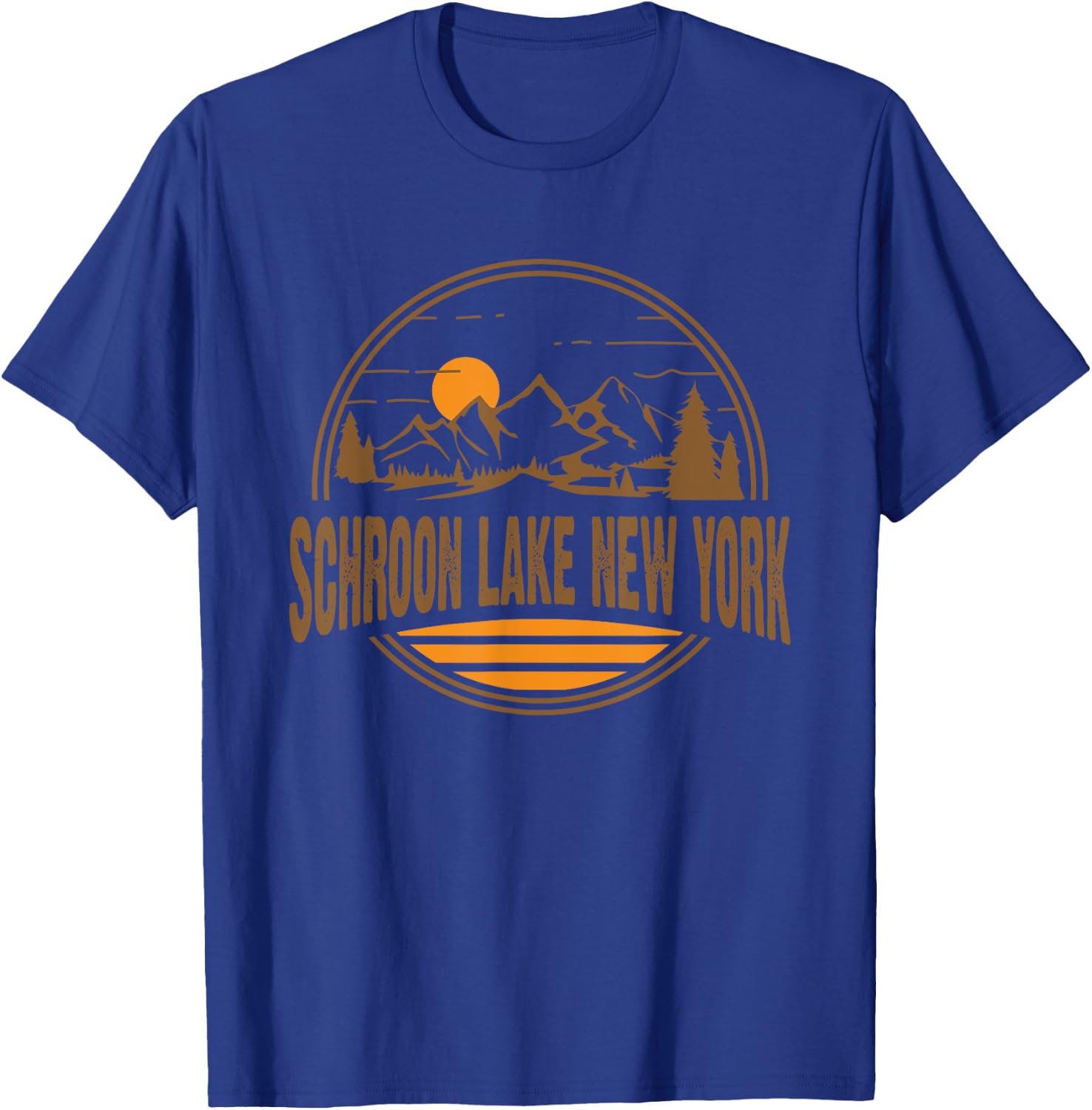 Vintage Schroon Lake, New York Mountain Print T-Shirt - T-Shirt | Royal