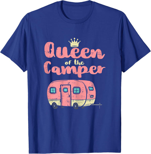 Queen Of The Camper Cute Camping Van Camp Trailer RV Women T-Shirt - T-Shirt | Royal