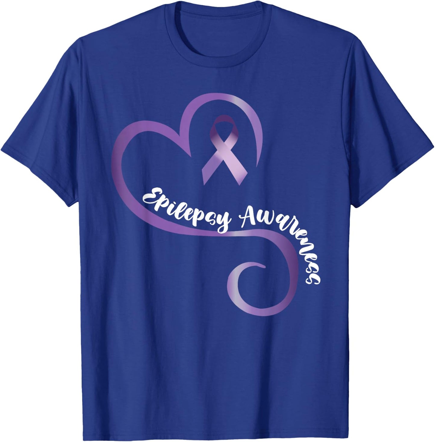 Epilepsy Awareness Heart Ribbon T-Shirt - T-Shirt | Royal