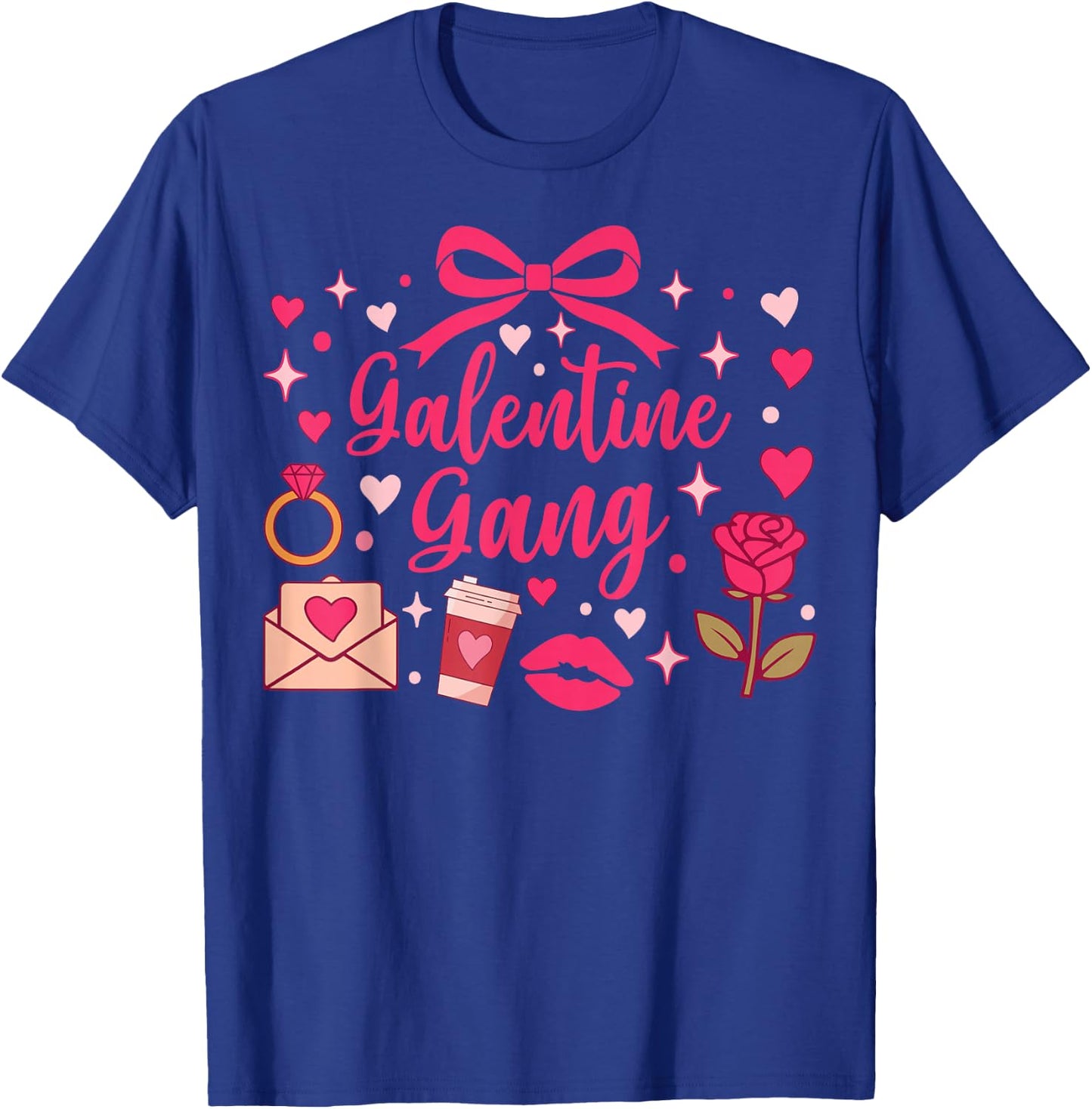Galentine Gang Coquette Bow Aesthetic Pink Hearts T-Shirt - T-Shirt | Royal