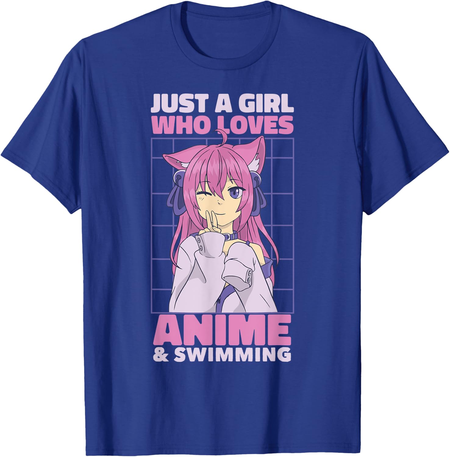 Just A Girl Who Loves Anime | Cute Anime and Swimming T-Shirt - T-Shirt | Royal