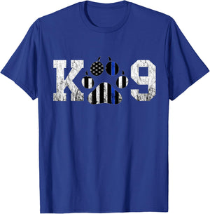 Police Officer Thin Blue Line K9 Dog Paw Police Dog Officer Men Women Girls Kids T-Shirt - T-Shirt | Royal