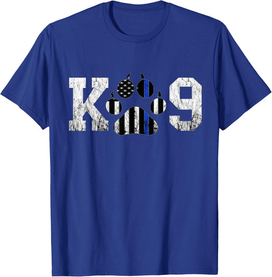 Police Officer Thin Blue Line K9 Dog Paw Police Dog Officer Men Women Girls Kids T-Shirt - T-Shirt | Royal