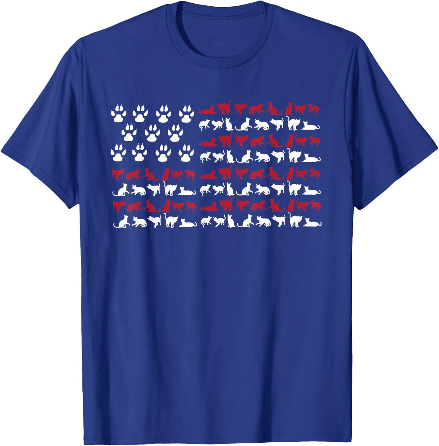 4th of July Shirt Cat Meowica American Flag USA T-Shirt - T-Shirt | Royal