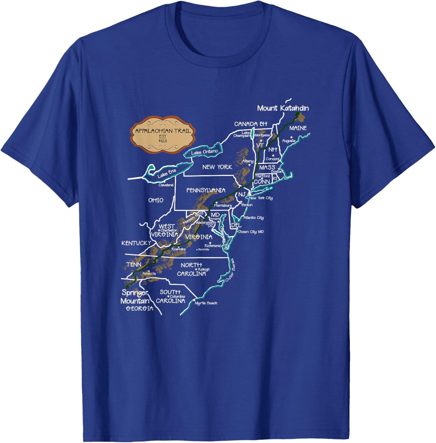 Appalachian Trail Hiking Map T-Shirt - T-Shirt | Royal