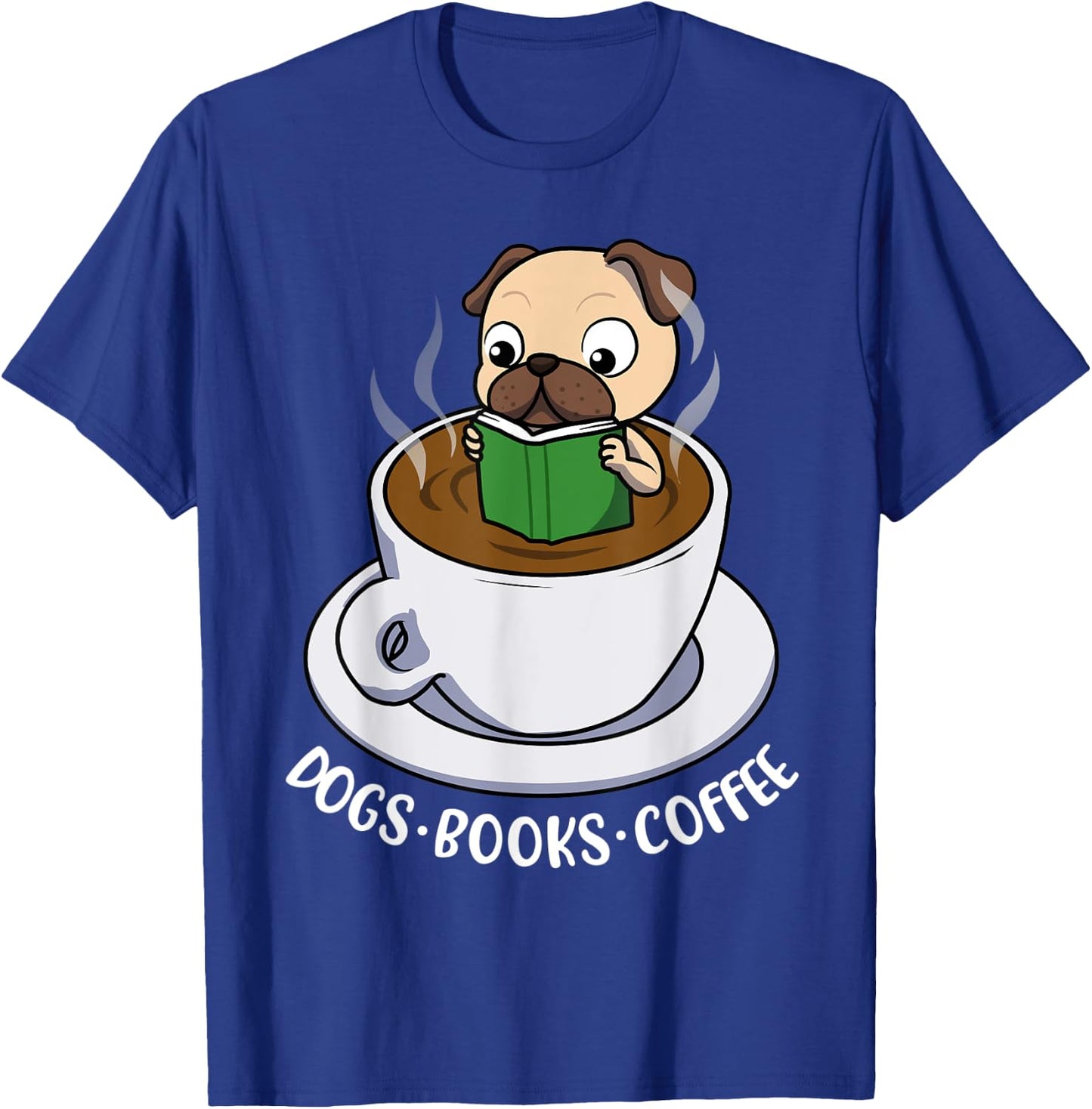 Dogs Books Coffee T-Shirt - T-Shirt | Royal