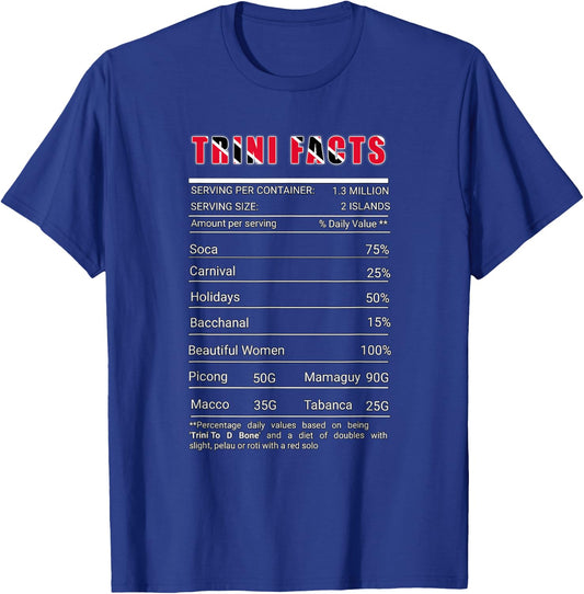 Trinidad Nutrition Facts| Trinidad | Trini To D Bone T-Shirt - T-Shirt | Royal