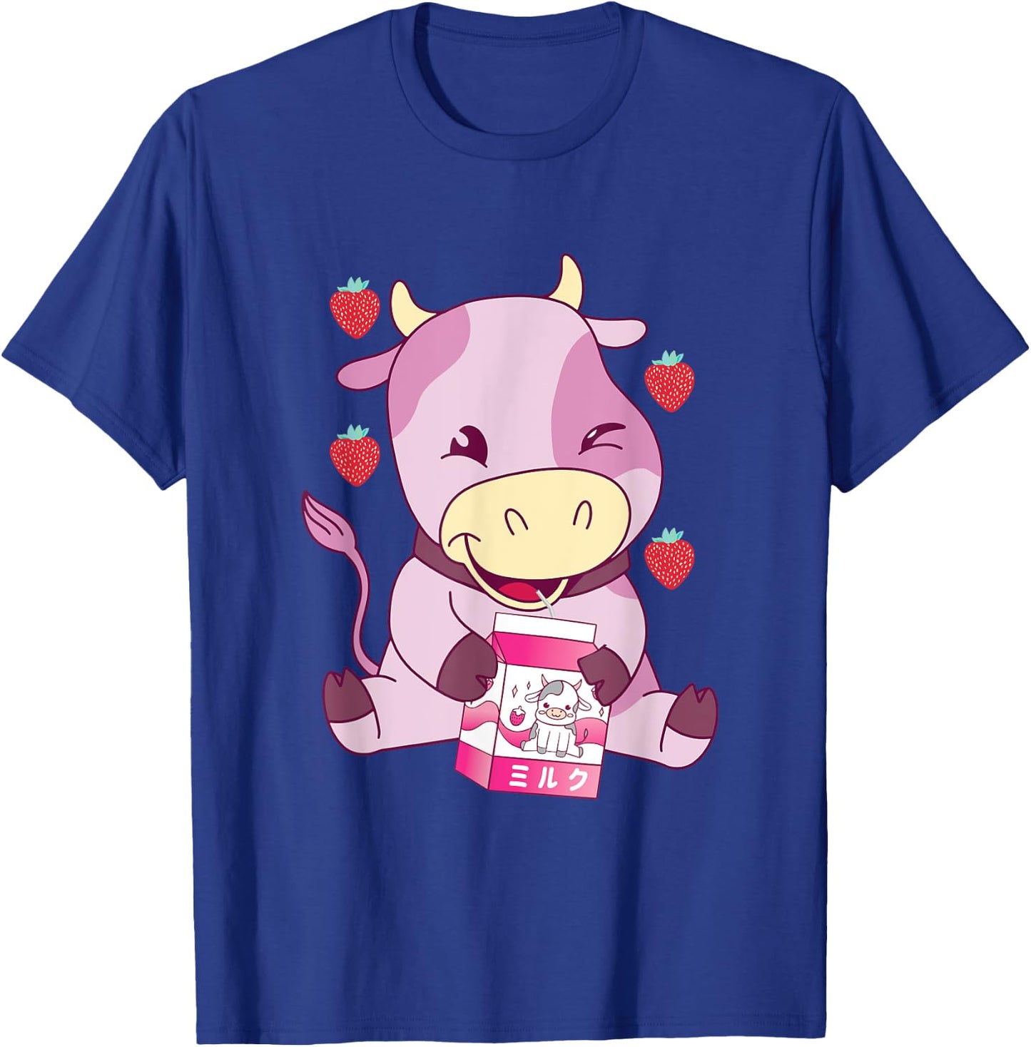 Strawberry Milk Pink Cow Japanese Strawberry Milk Shake T-Shirt - T-Shirt | Royal