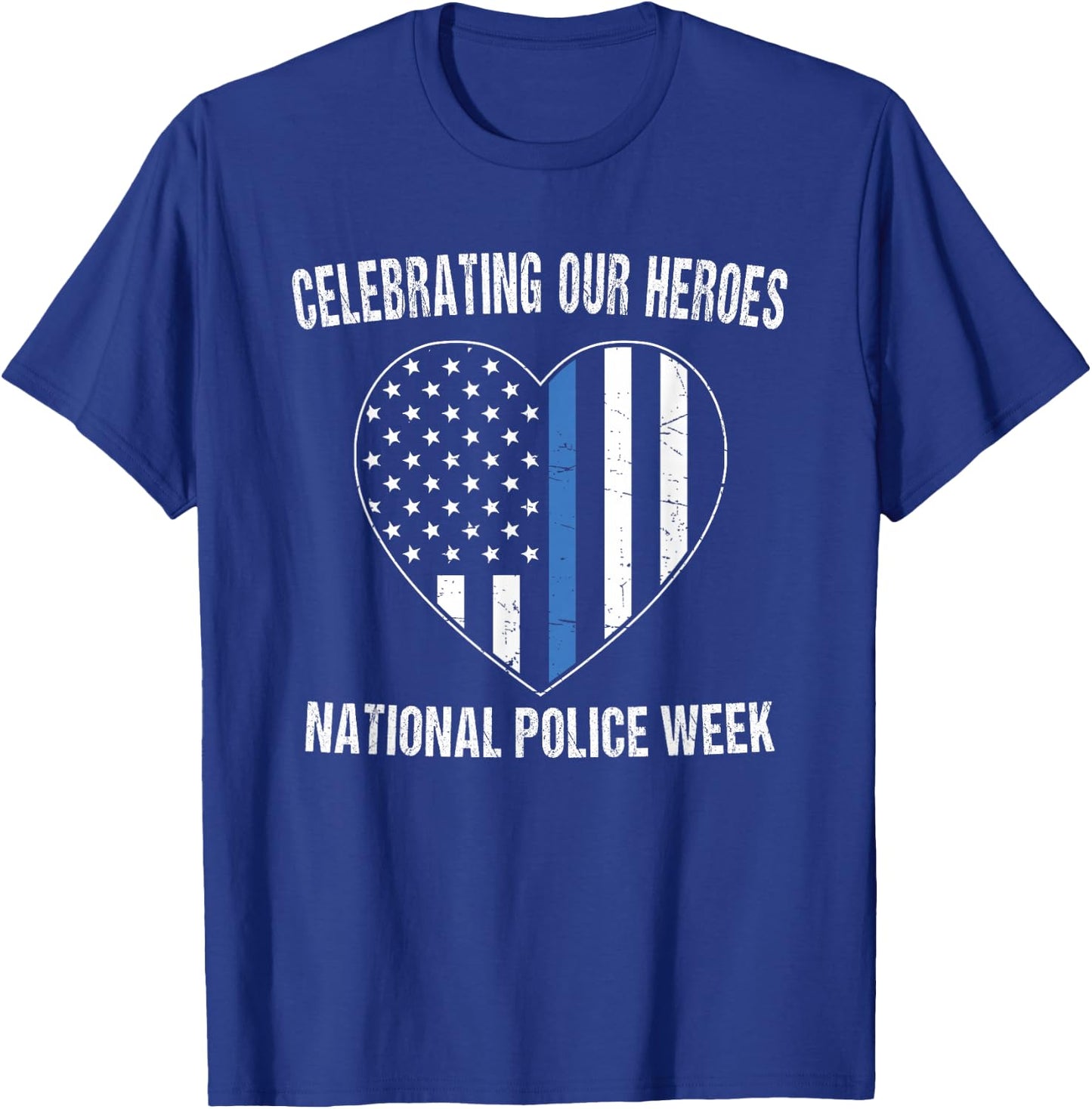 National Police Week Shirt Vintage Blue Line American Flag T-Shirt - T-Shirt | Royal