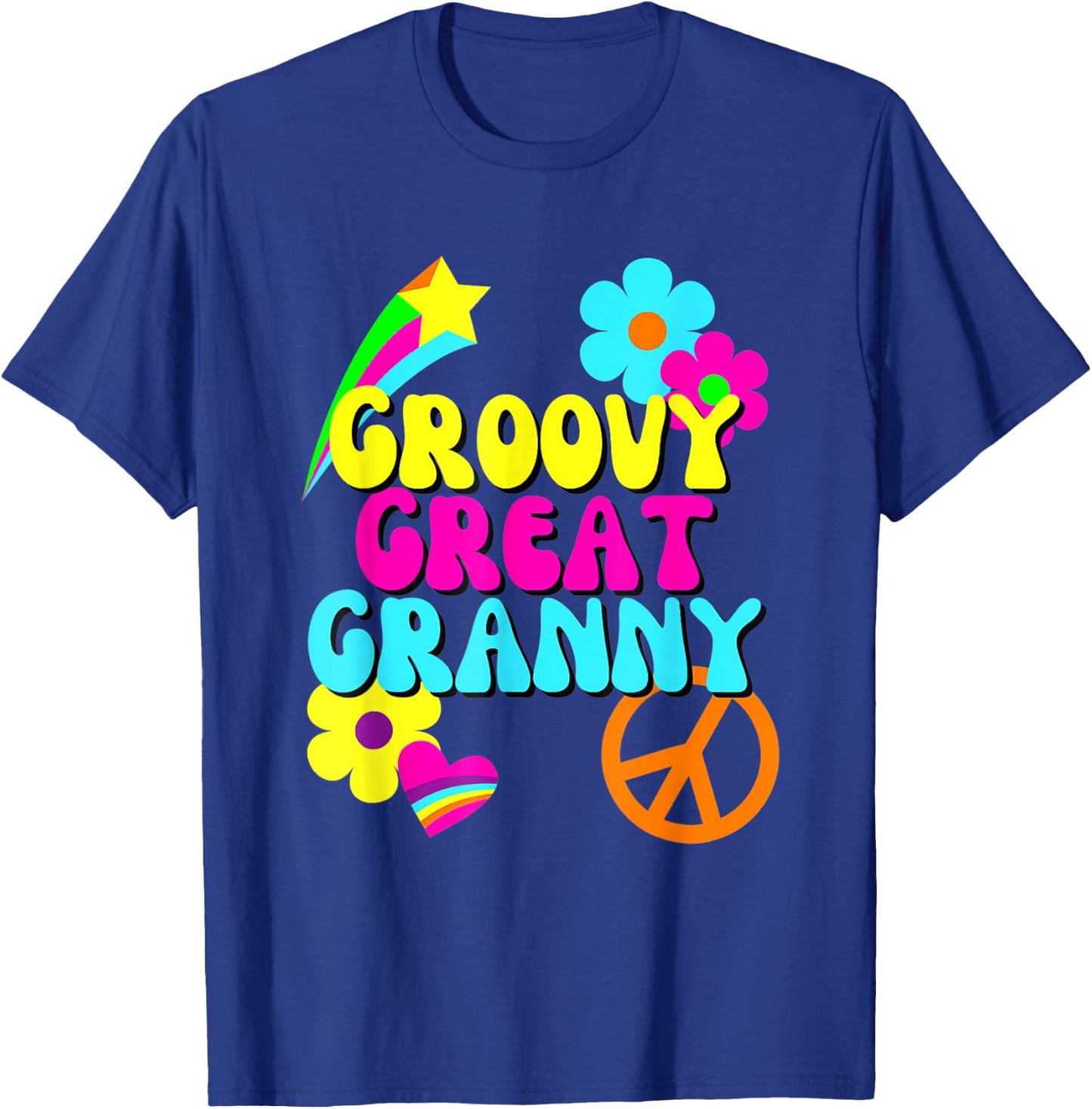 Groovy Great Granny, 1960's, 1970's Hippie Grandmother Gift T-Shirt - T-Shirt | Royal