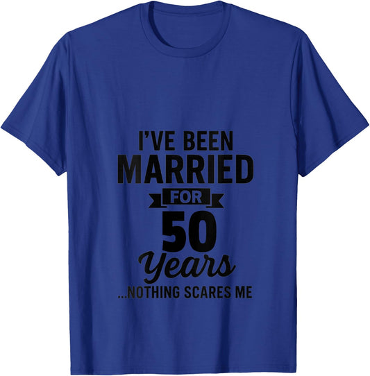 Women's I've Been Married for 50 Years Nothing Scares Me V-Neck T-Shirt - T-Shirt | Royal