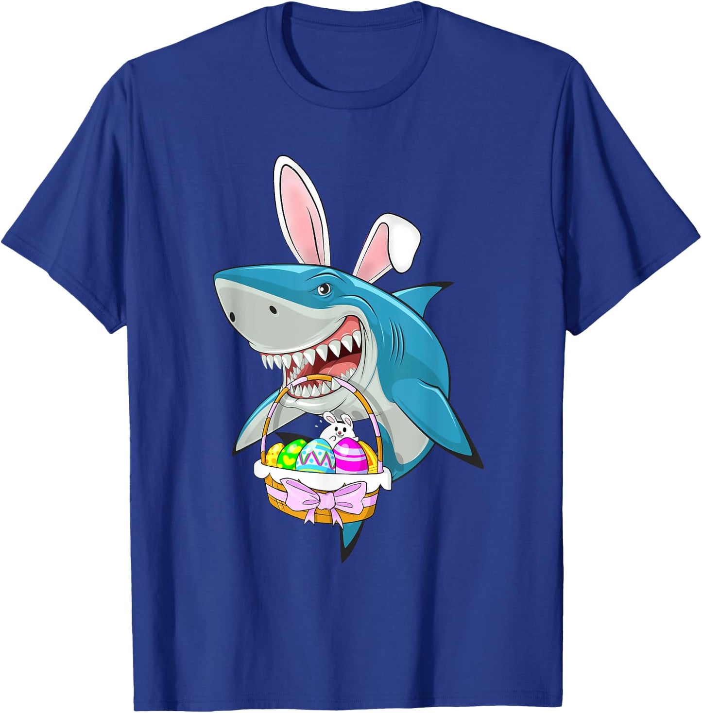 Shark Easter Bunny Egg Basket Funny Boys Girls Kids Easter T-Shirt - T-Shirt | Royal