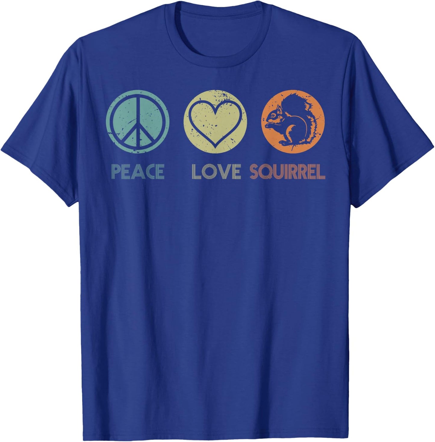 Vintage Peace Love Squirrel Funny Squirrel Lover Gift T-Shirt - T-Shirt | Royal