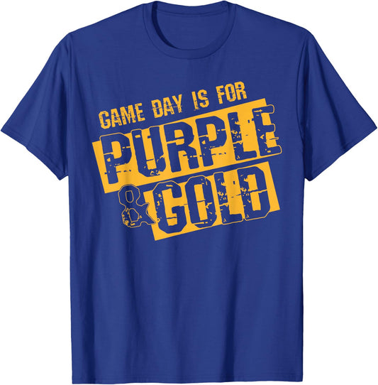 Purple Gold Game Day Group Shirt for High School Football T-Shirt - T-Shirt | Royal