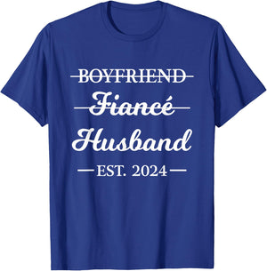 Boyfriend Fiance Husband Married 2024 Engagement T-Shirt - T-Shirt | Royal