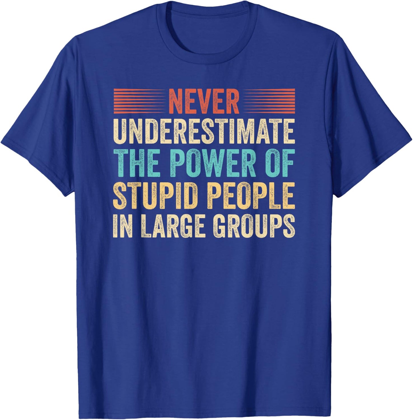 Never Underestimate The Power Of Stupid People Crowdfunding T-Shirt - T-Shirt | Royal