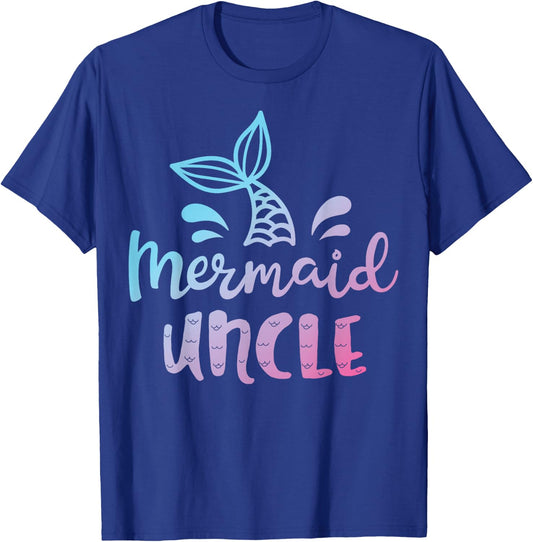 Mermaid Uncle Funny Merman Family Matching Birthday Gifts T-Shirt - T-Shirt | Royal