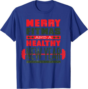 Merry Fitmas and a healthy New year Fitness Christmas T-Shirt - T-Shirt | Royal