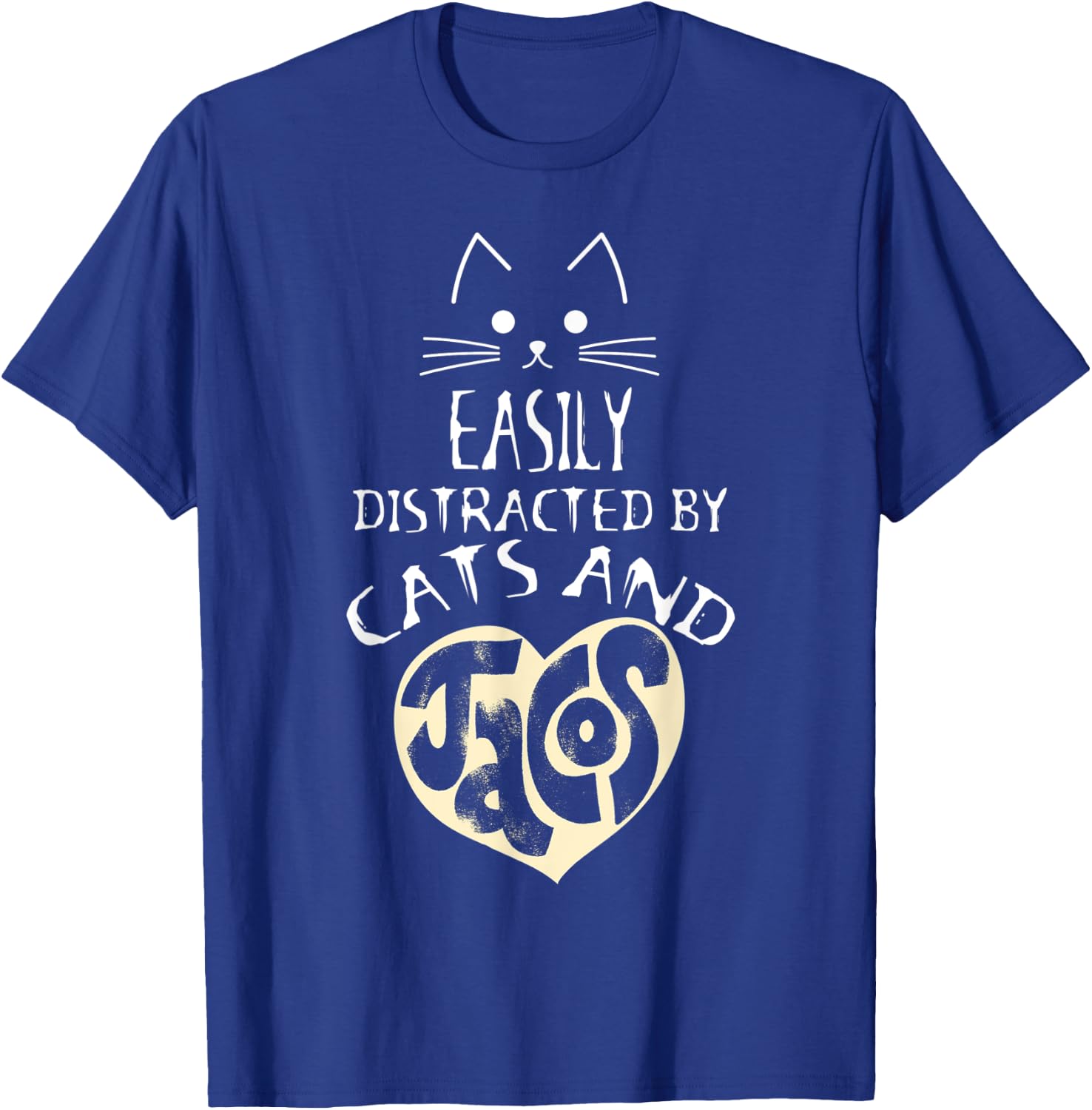 Easily Distracted By Cats And Tacos Kawaii Cat Lovers Women T-Shirt - T-Shirt | Royal