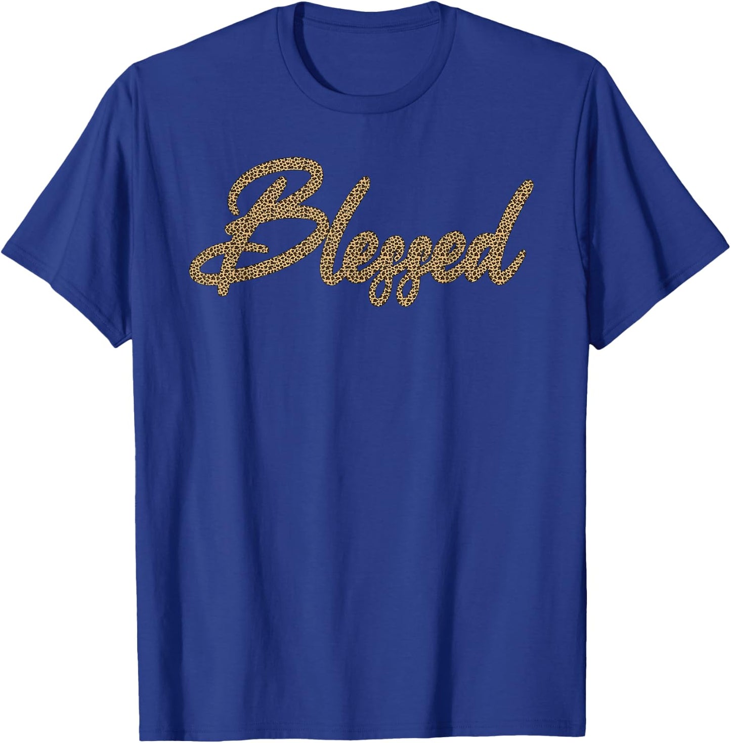 Christian Cool Blessed Leopard Cheetah Print Graphic Design T-Shirt - T-Shirt | Royal