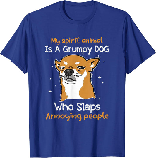 Dog Lover My Spirit Animal Is Grumpy Dog Funny T-Shirt - T-Shirt | Royal