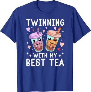 Twinning With My Best Tea Twin Day Spirit Week Best Friend T-Shirt - T-Shirt | Royal