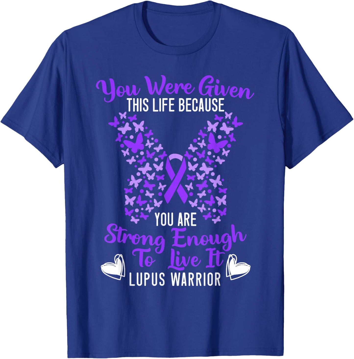 Lupus Warrior Lupus Awareness Butterfly Purple Ribbon SLE T-Shirt - T-Shirt | Royal