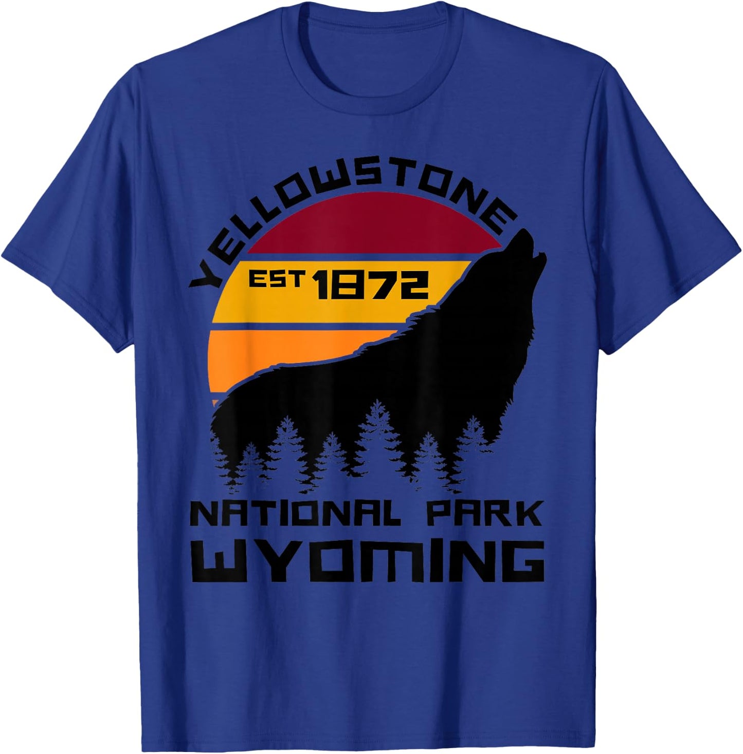 Yellowstone National Park Wyoming Wolf Nature Outdoors T-Shirt - T-Shirt | Royal