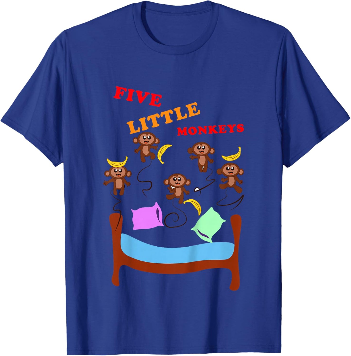Five Little Monkeys Novelty Nursery English Rhyme T-Shirt - T-Shirt | Royal