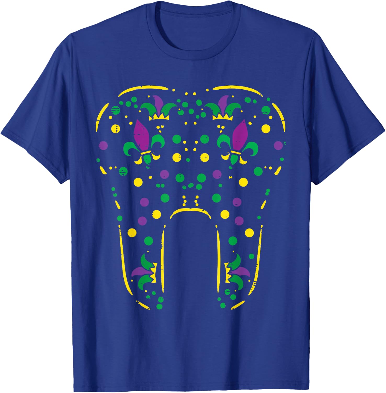 Mardi Gras Shirts Women Men Boys Girls Kids Gifts Mardi Gras Dentist Tooth Black -Adults & Kids Classic Fit Short Sleeve Cotton Blend T-Shirt - T-Shirt | Royal