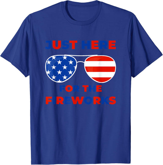 Just Here for The Fireworks Couples USA Flag 4th of July Men T-Shirt - T-Shirt | Royal