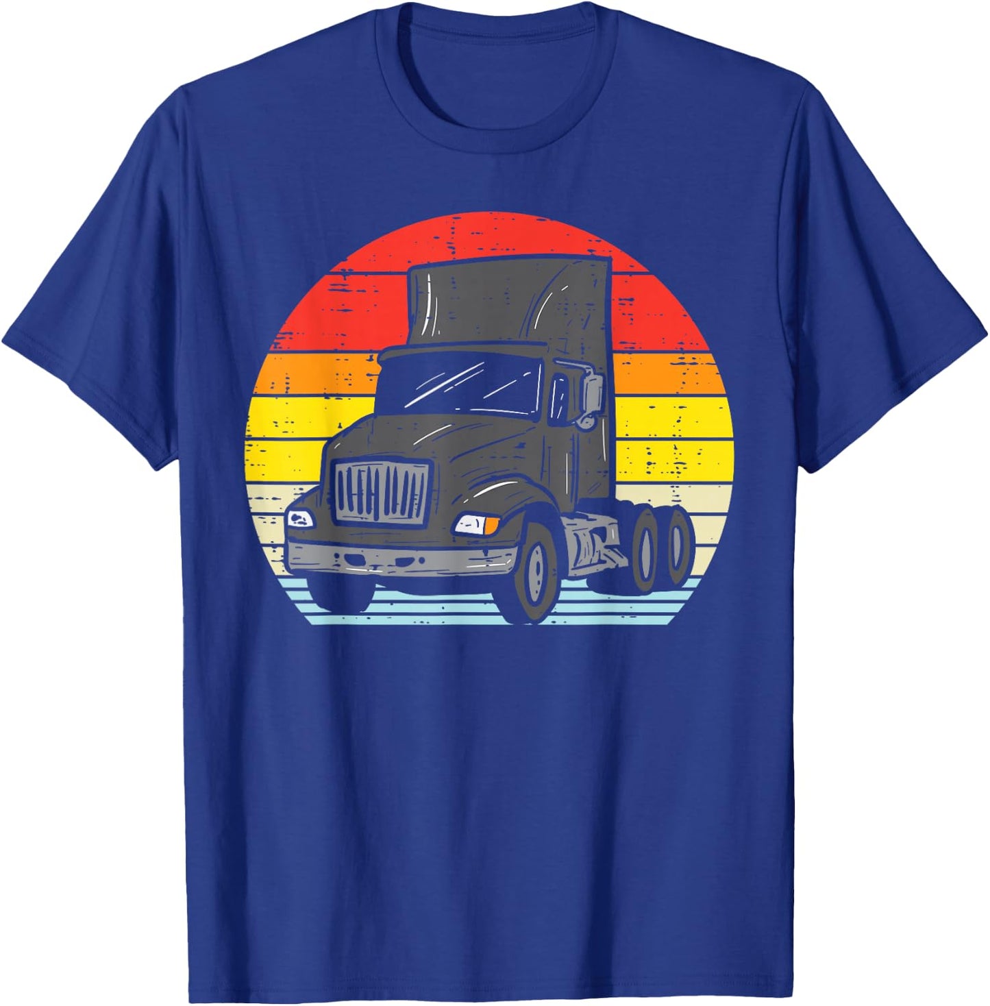 Truck Retro Truckin Big Rig Semi Trailer Driver Trucker Gift T-Shirt - T-Shirt | Royal