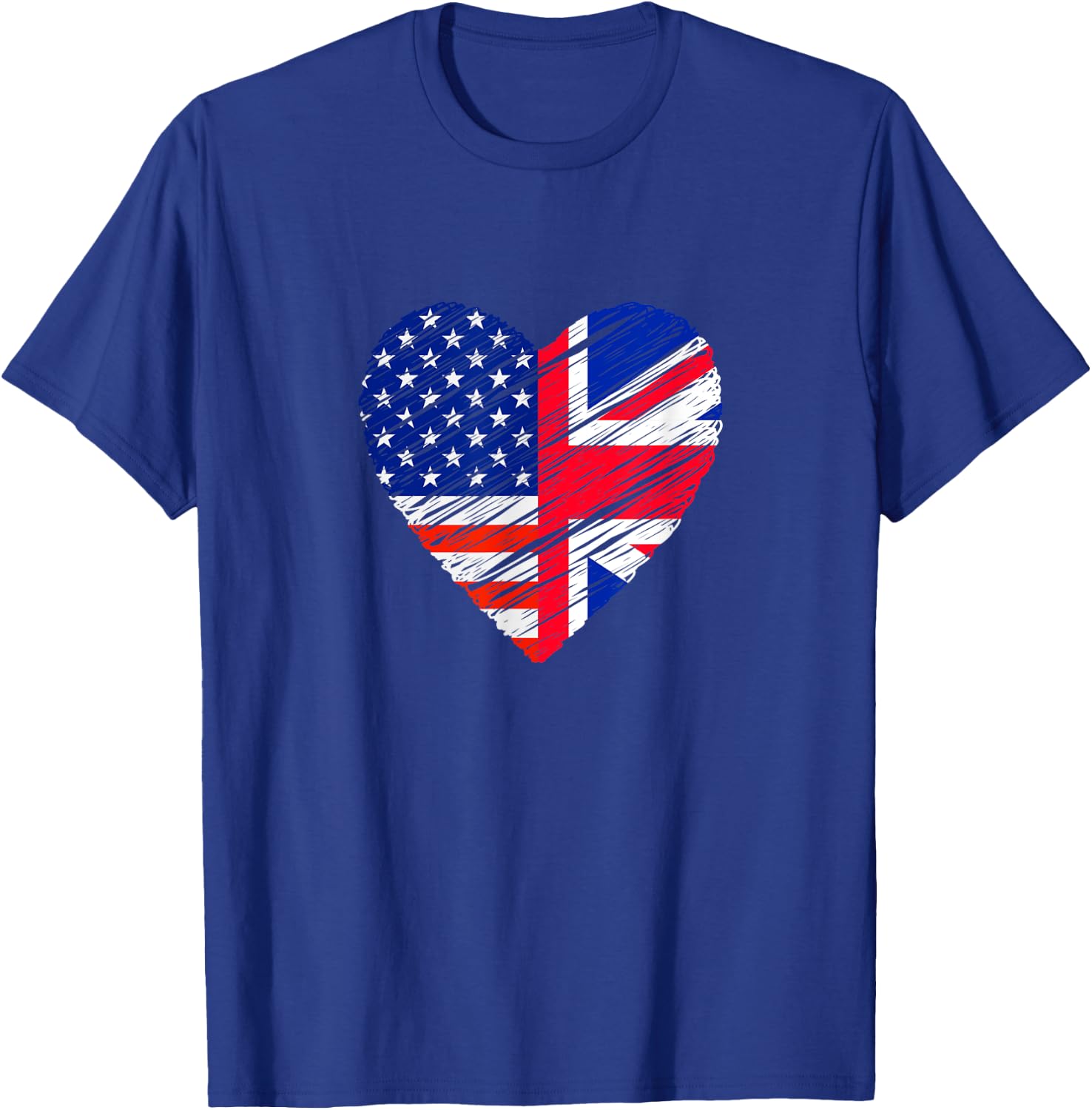 Great Britain USA Heart American Flag UK Flag Love Heart T-Shirt - T-Shirt | Royal
