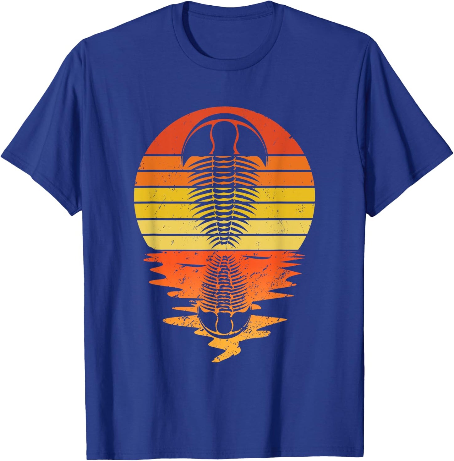 Vintage Retro Sunset Trilobite Funny Paleontologist T-Shirt - T-Shirt | Royal