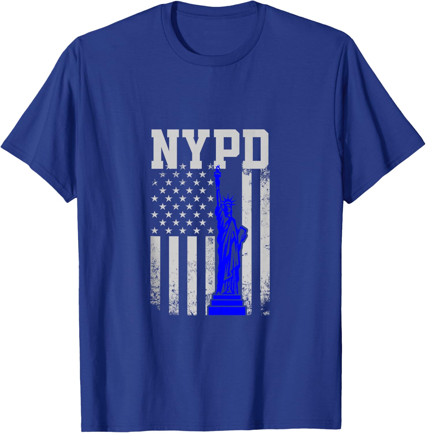 NYPD New York Police Department Statue of Liberty Distressed T-Shirt - T-Shirt | Royal