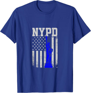 NYPD New York Police Department Statue of Liberty Distressed T-Shirt - T-Shirt | Royal