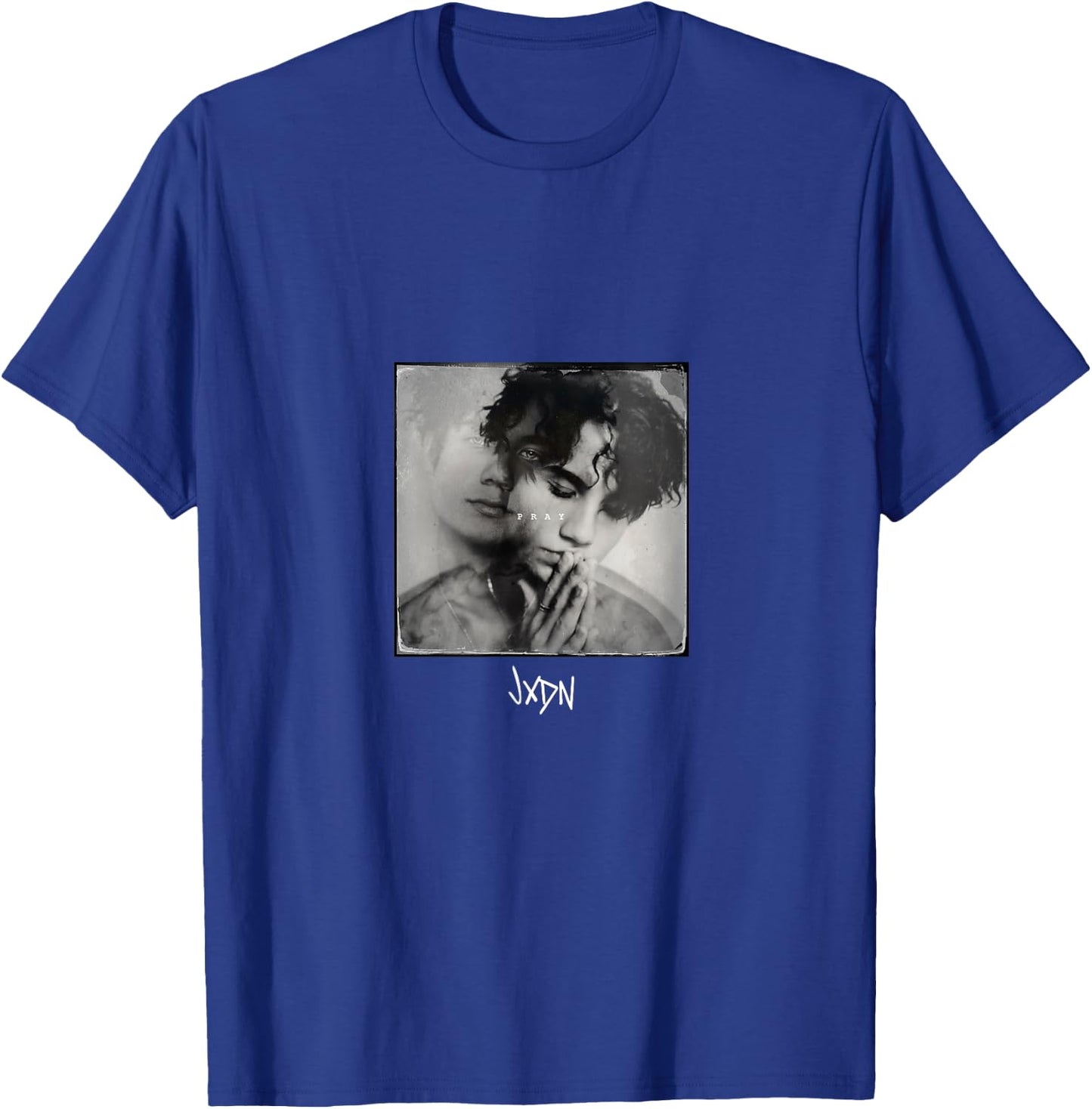 jxdn Men's Black Cotton , Small, Short Sleeve, , Classic Fit, Pray (Dark) Print T-Shirt - T-Shirt | Royal