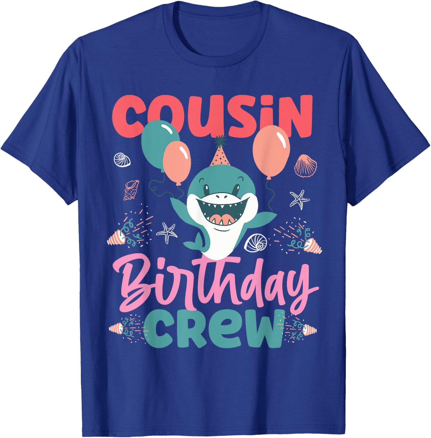 Cousin Birthday Crew Cute Shark T-Shirt - T-Shirt | Royal